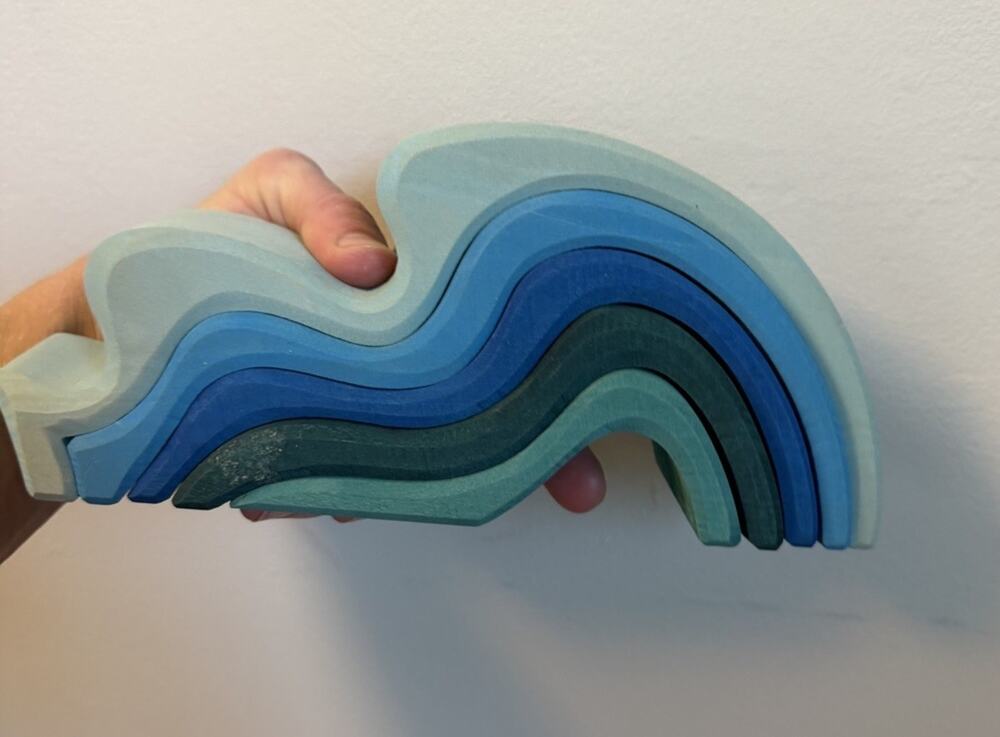 Grimm's Waves Element Stacking Blocks Toy $40 NEW
